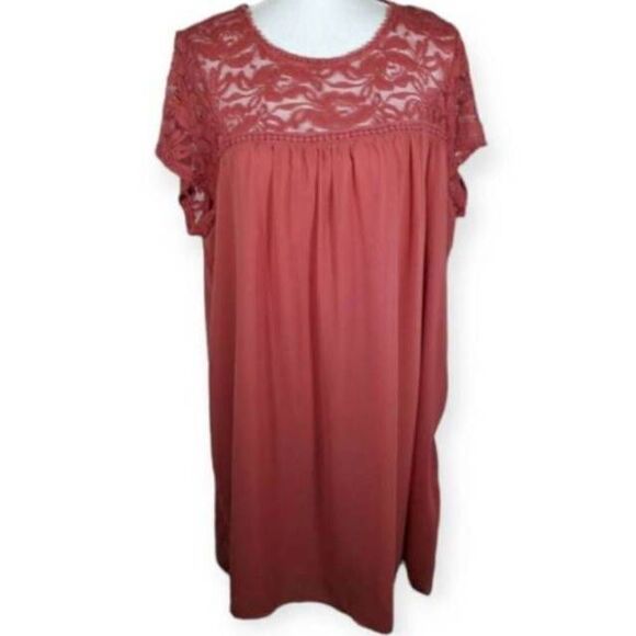 A.U.W. ROSE/PINK SHIFT DRESS SZ.2X EUC - Picture 2 of 9